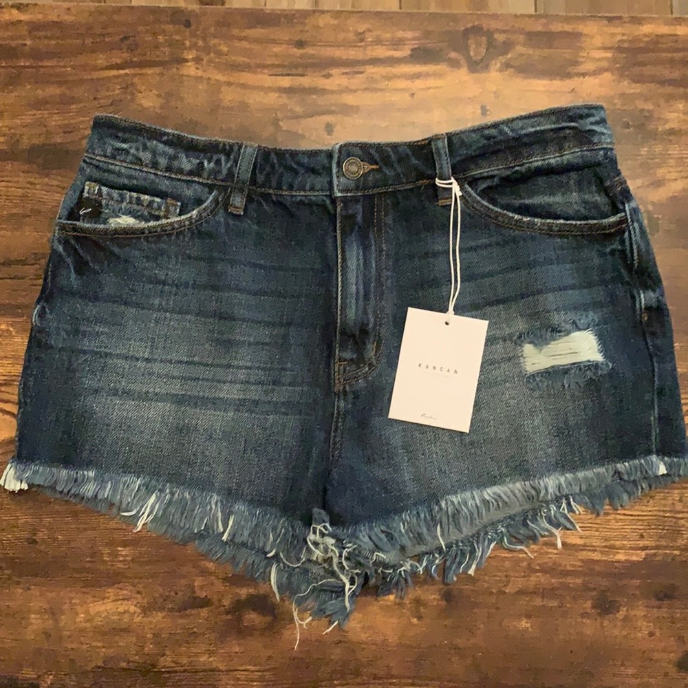Dark-Wash KanCan Shorts